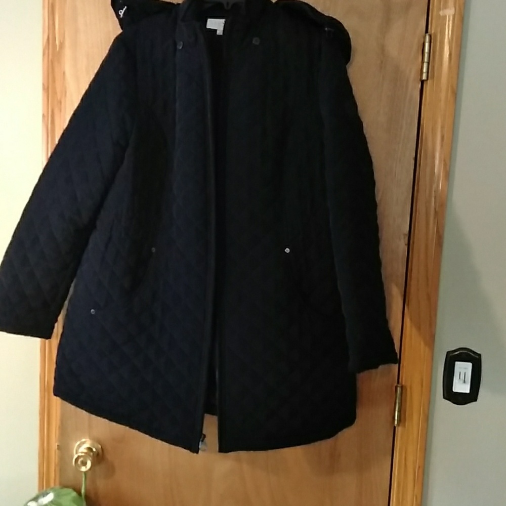 Laundry quilted navy blue coat